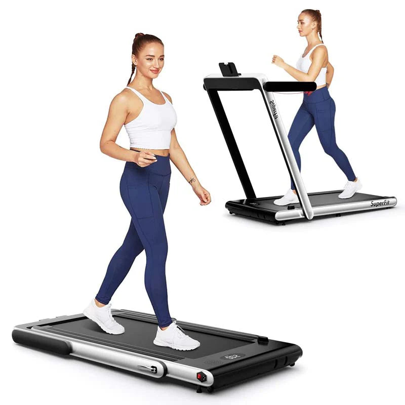 GYMAX 2-in-1 Folding Under Desk Treadmill With Speaker, App And Remote Control - 2.5HP