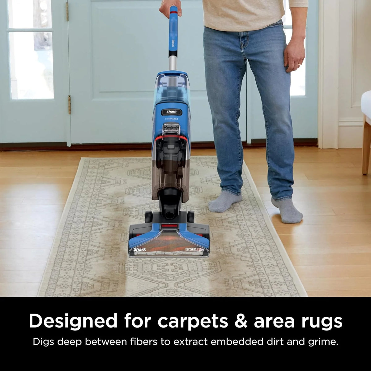 Shark CarpetXpert Carpet Cleaner, Cyan, 13.15 in D x 11.97 in W x 43.5 in H - EX201