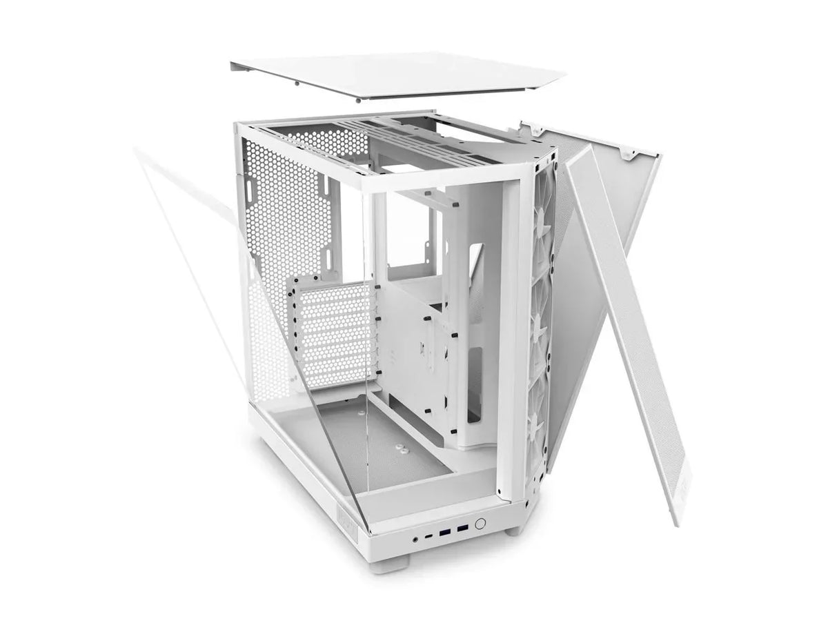 NZXT H6 Flow Compact Dual-Chamber Mid-Tower Airflow Case, White - CC-H61FW-01