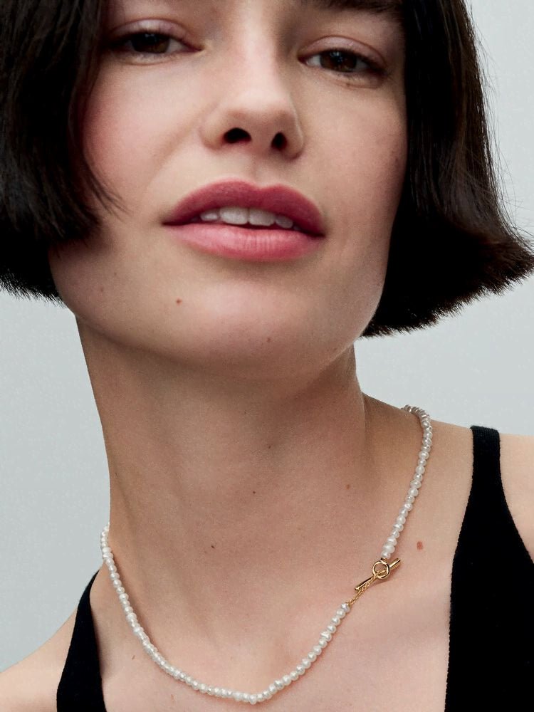 Treated Freshwater Cultured Pearls T-bar Collier Necklace