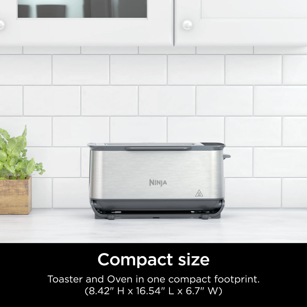 Ninja Foodi 2-in-1 Flip Toaster And Compact Toaster Oven, 2-Slice, 1500 Watts - ST100