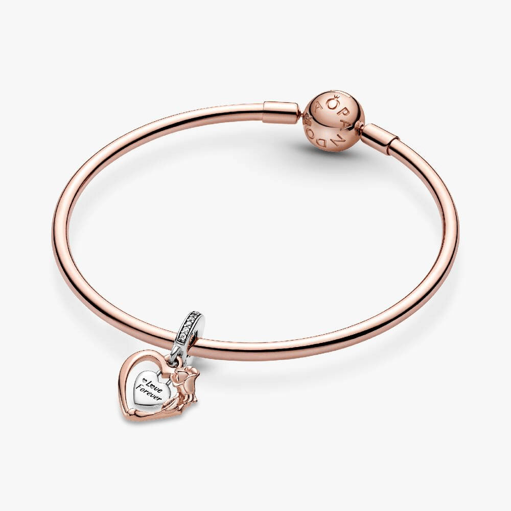 FINAL SALE - Heart & Rose Flower Dangle Charm