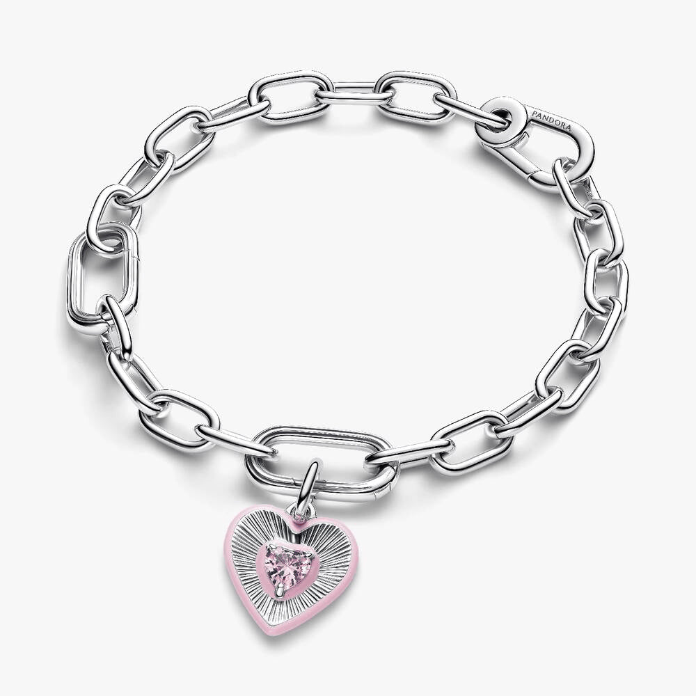 Radiating Pink Heart Medallion Charm