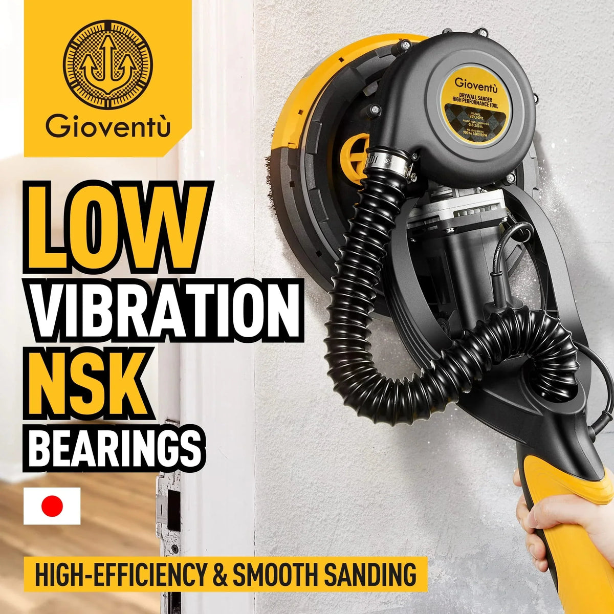 Giovent Electric Drywall Sander With Dust Extraction, 6.5-Amp, 8-2/5-Inch