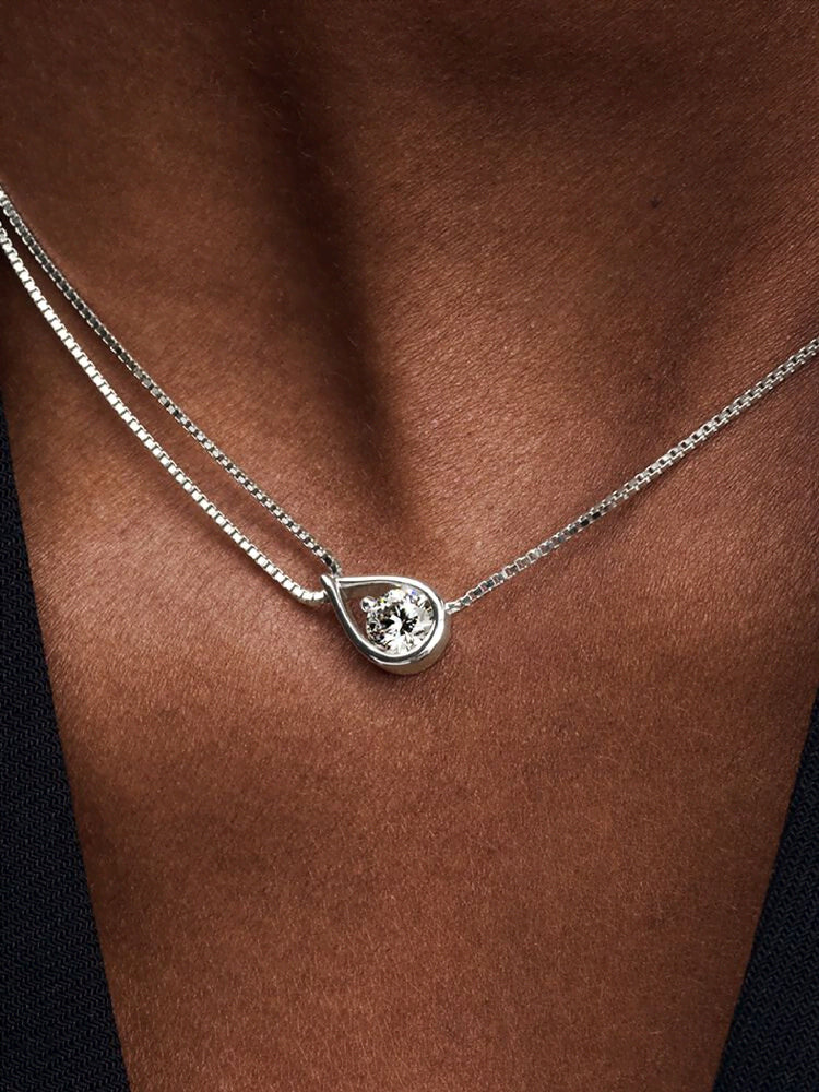 Pandora Infinite 14k White Gold Lab-grown Diamond Double Chain Collier Necklace