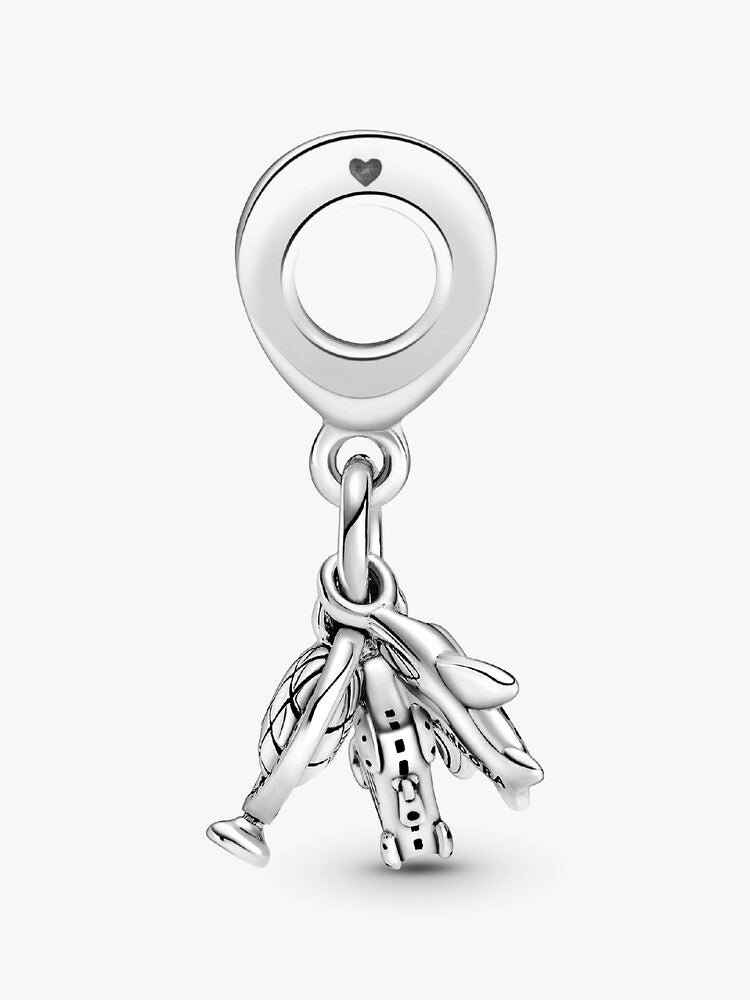 Airplane, Globe & Suitcase Dangle Charm