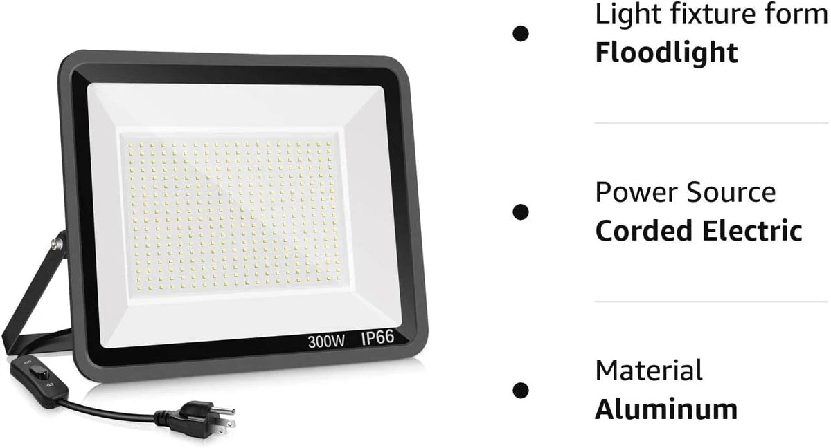 YANYCN 200W LED Flood Light 3 Pack, 22800lm 5000K Daylight White, IP66 Waterproof - 200W-TG-XPG-A
