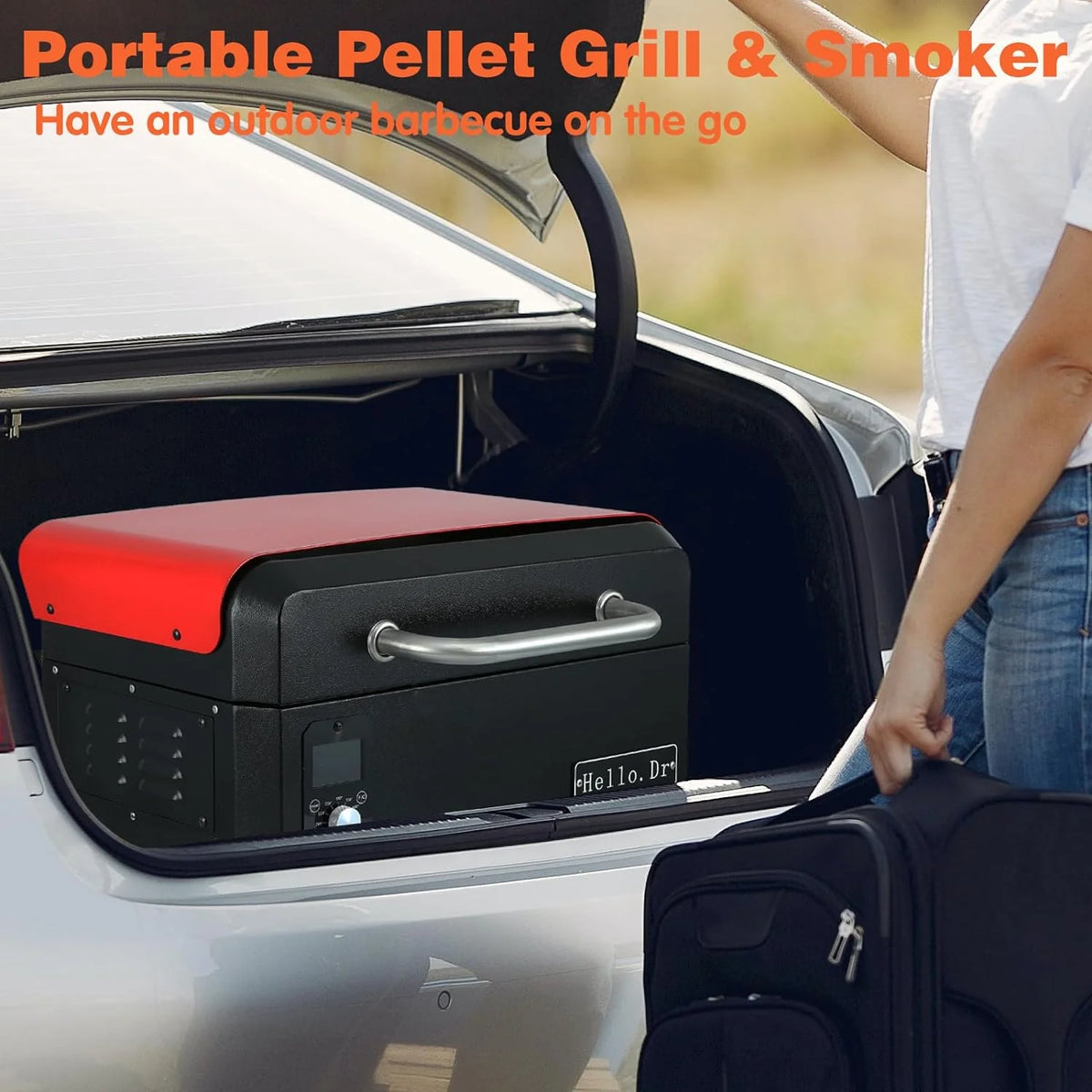 Hello.Dr Portable Wood Pellet Grill And Smoker, 8-In-1 Tabletop, Black - B0BWGXFY9H