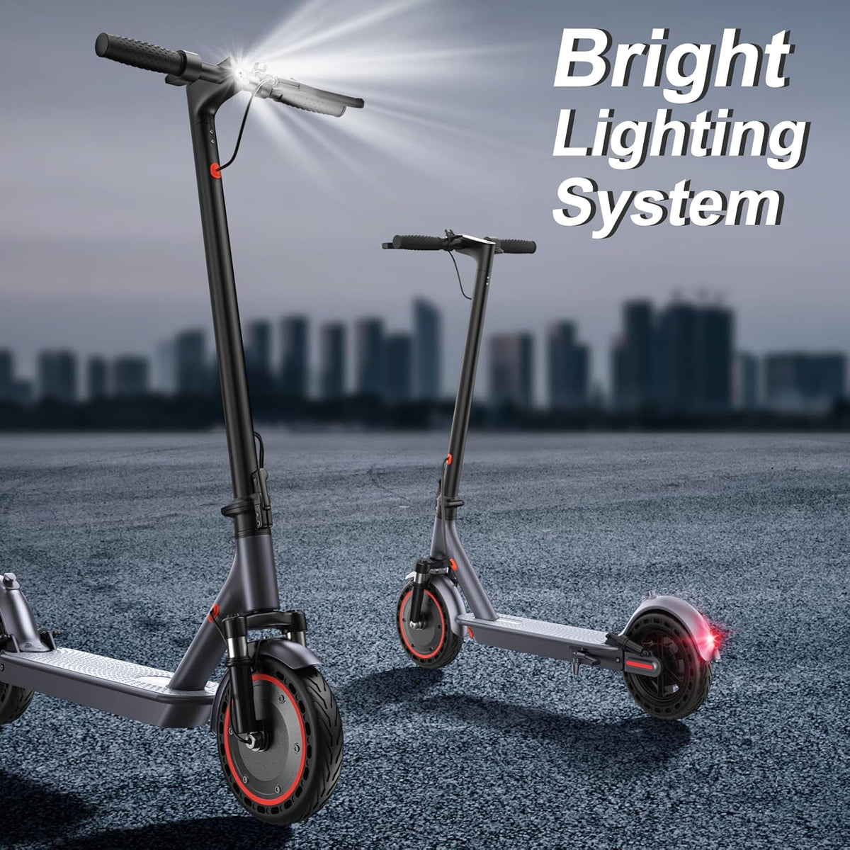 Electric Scooter With Solid Tires And Dual Braking - 350W/500W