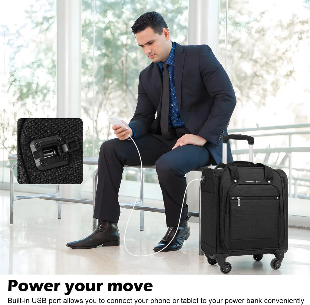 Underseat Carry-On Softside Spinner Luggage - Underseat-14-Inch-Plus