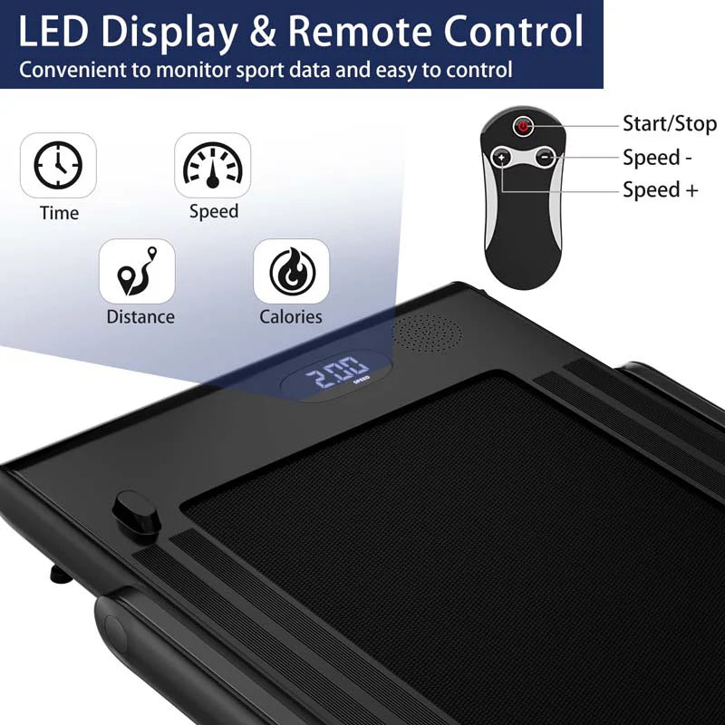 GYMAX 2-in-1 Folding Under Desk Treadmill With Speaker, App And Remote Control - 2.5HP