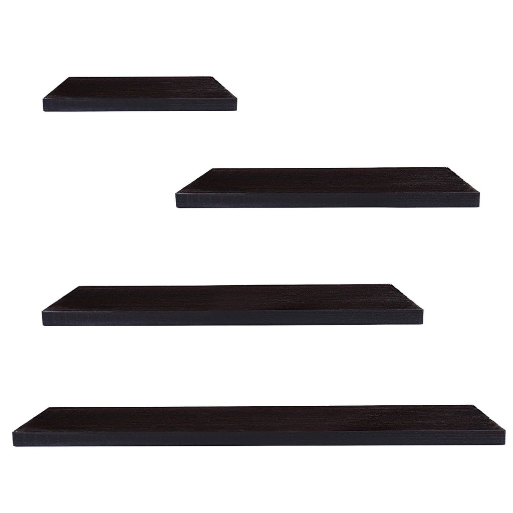4-Piece Wood Floating Wall Shelves - White And Black
