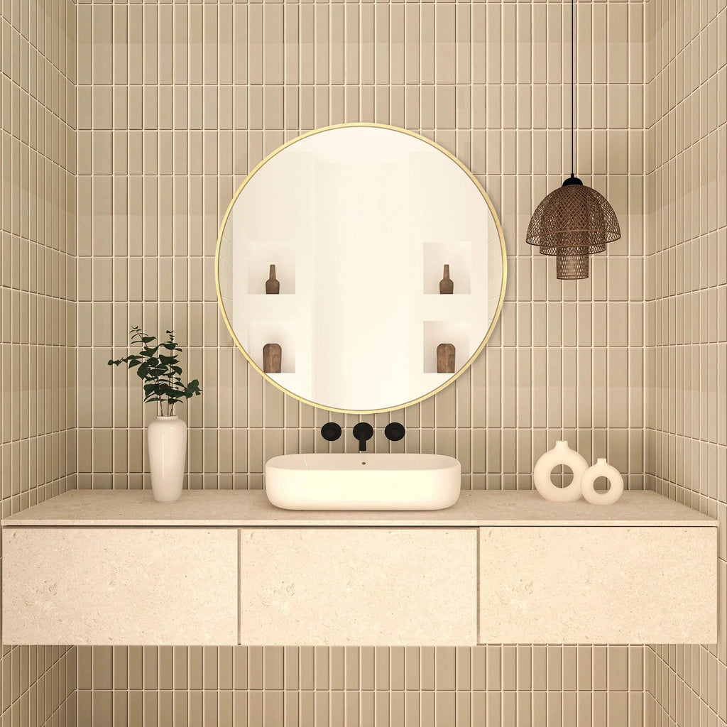 Round Bathroom Vanity Mirror, 24x24 / 36x36, Black, Brushed Gold or Silver