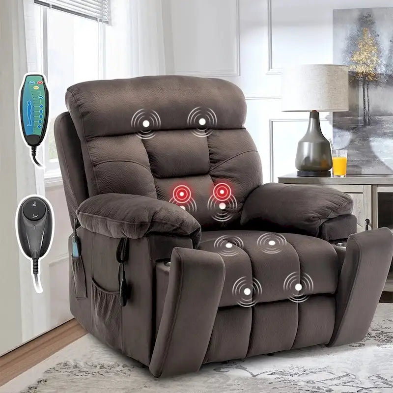 Large Electric Power Lift Recliner With Heat, Massage, Hidden Cup Holder - 40.94W x 38.19D x 42.52H