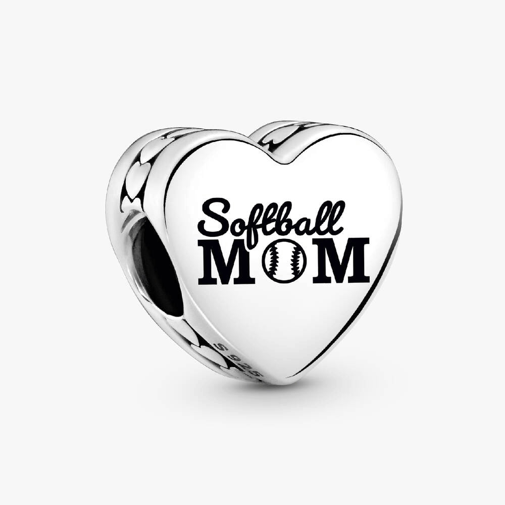 Softball Mom Heart Charm