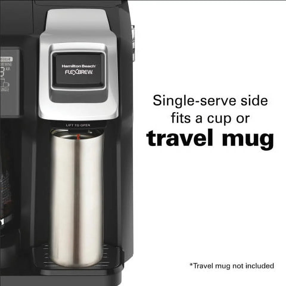 Hamilton Beach FlexBrew Trio Coffee Maker, Single-Serve, Black & Silver, 12-Cup - 49954