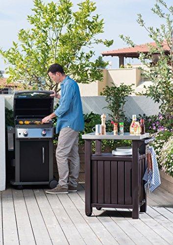 Keter Unity Outdoor Storage Table And Cabinet, 40 Gallons, Espresso Brown