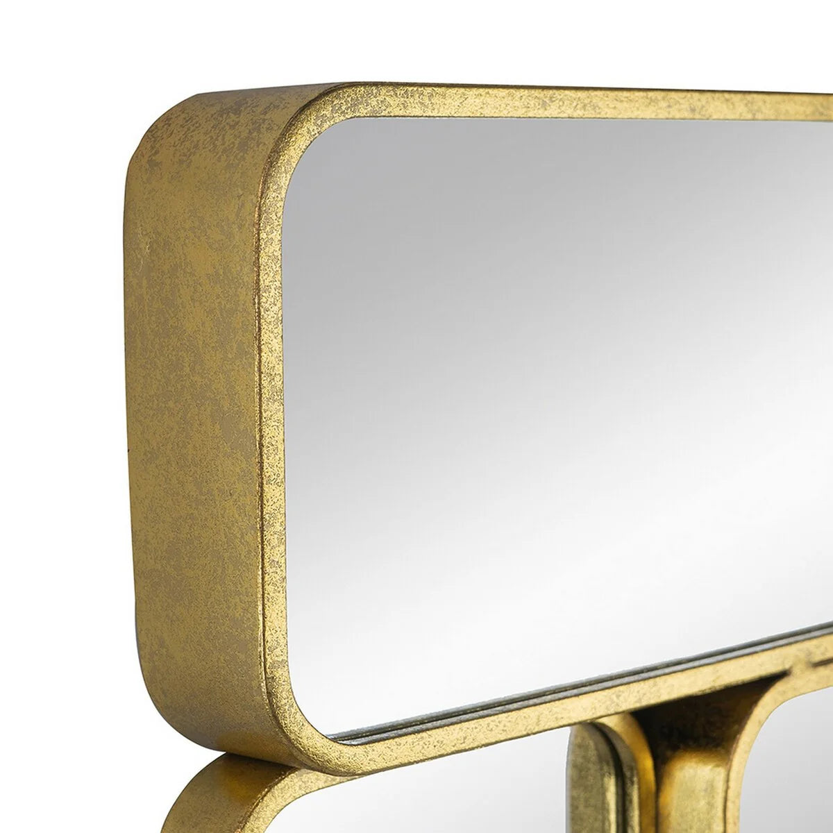 32 Inch Wall Decor Mirror With 8 Gold Finish Curved Metal Frames