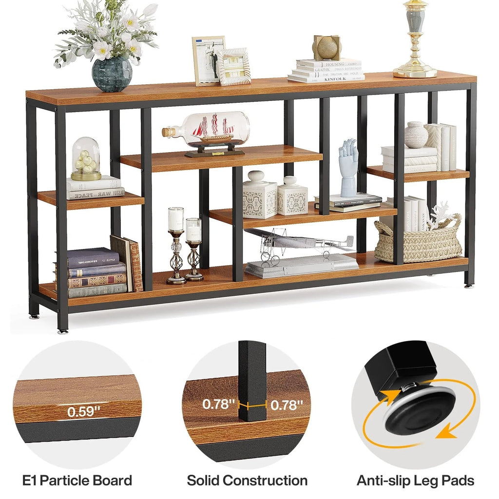 3-Tier Console Sofa Table With Storage, 70.9 Inch