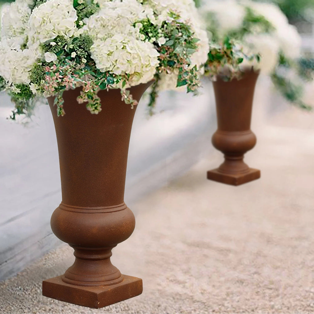 Handmade Fiber Stone Urn Planter Pot, 22.75 in Tall x 13.13 in Diameter