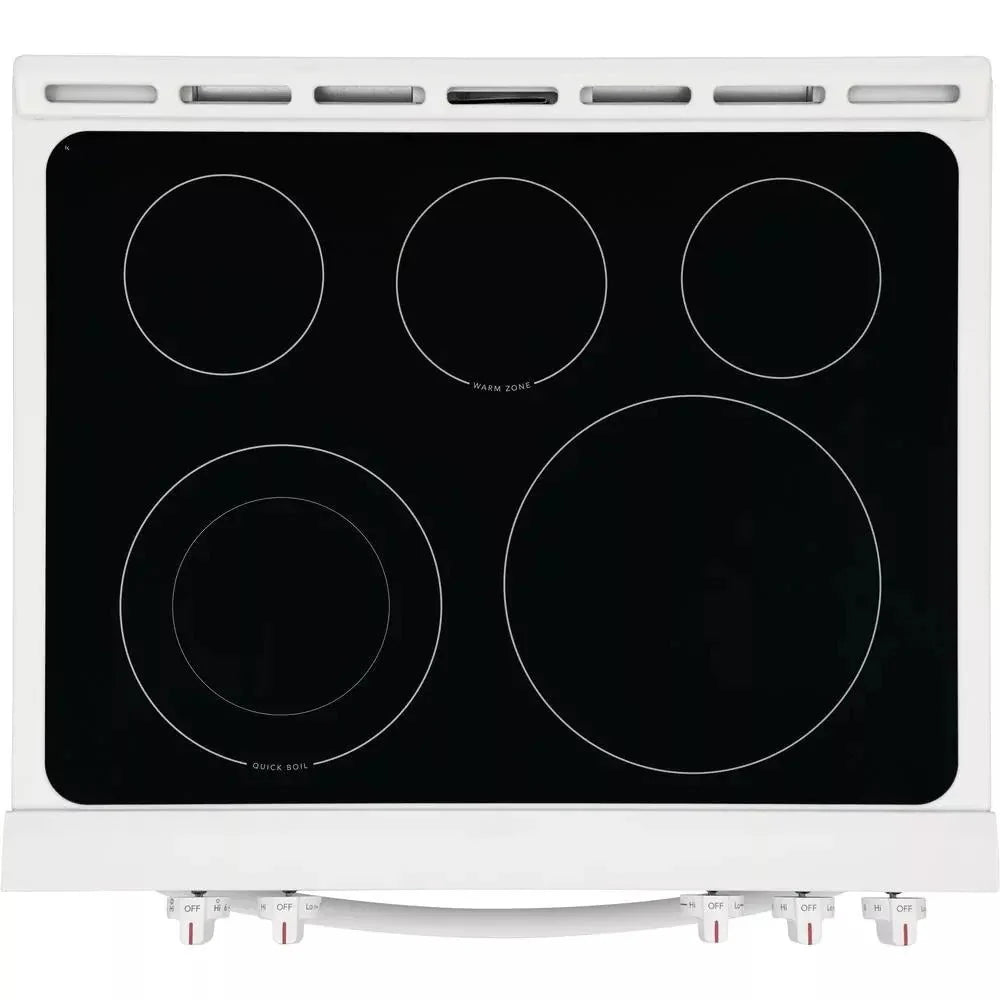 30 in. 5.0 Cu. Ft. Single Oven Electric Range, White With NVS Black Glass
