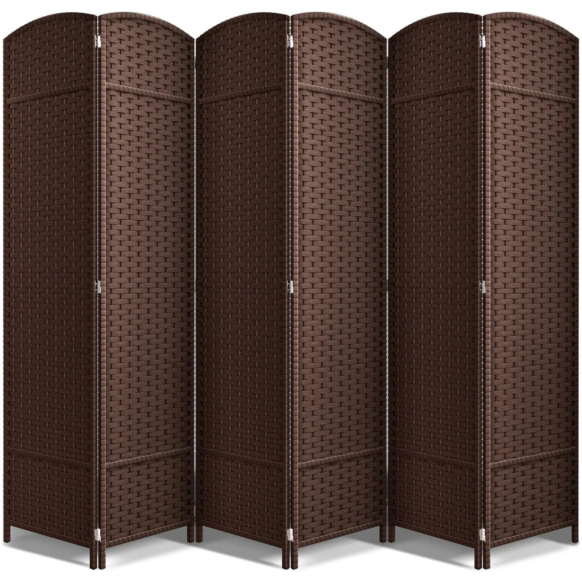 6-Panel Room Divider Privacy Screen With Hand-Woven Mesh Panels - 6 Ft Tall