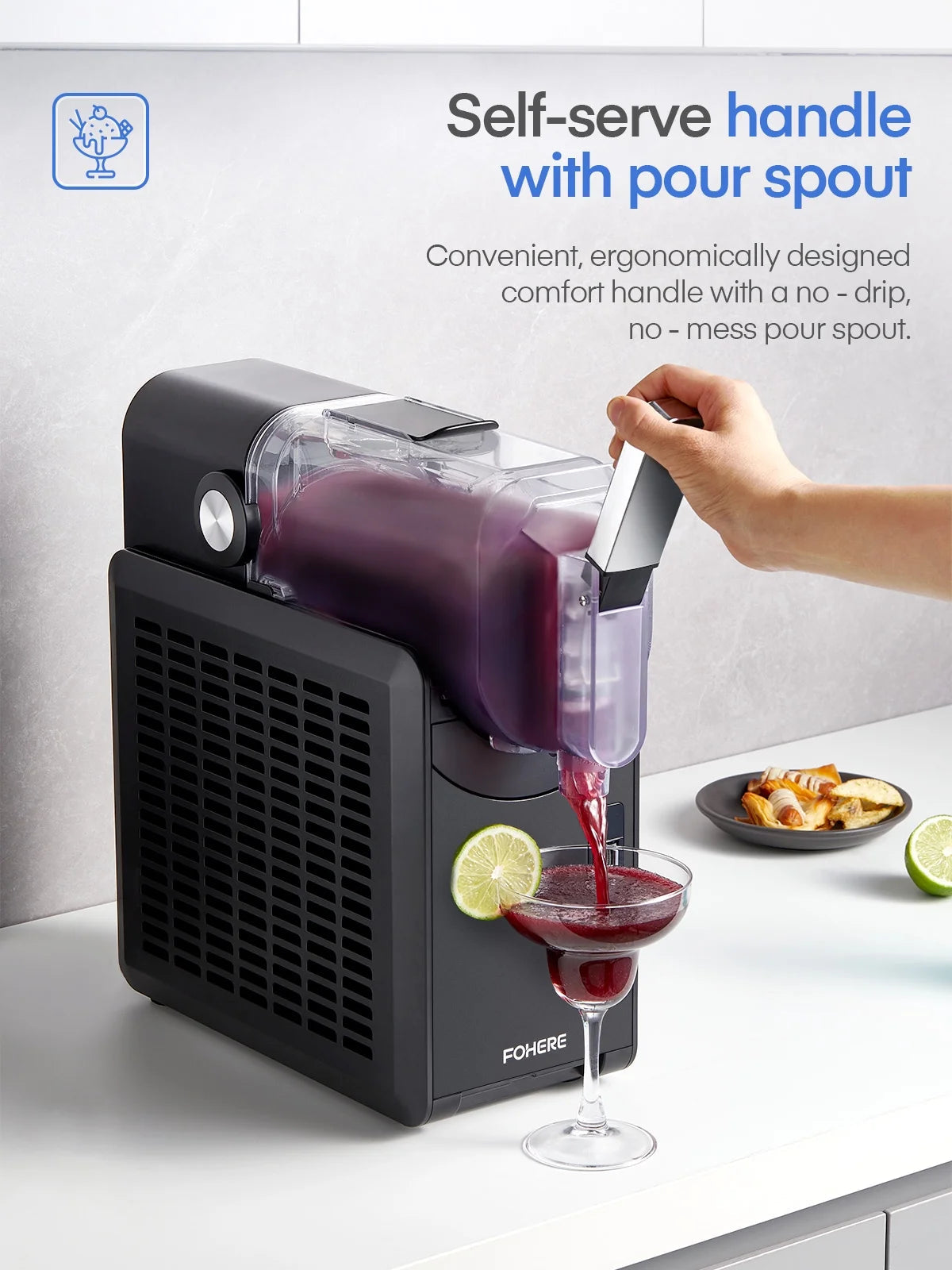 FOHERE 5-in-1 Slushie Machine, 48 fl oz, Self-Cleaning - Frozen Drink Maker