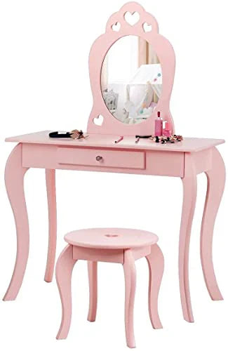 Fireflowery Kids Vanity Table With Detachable Top, Mirror And Drawer - FY-HW64356