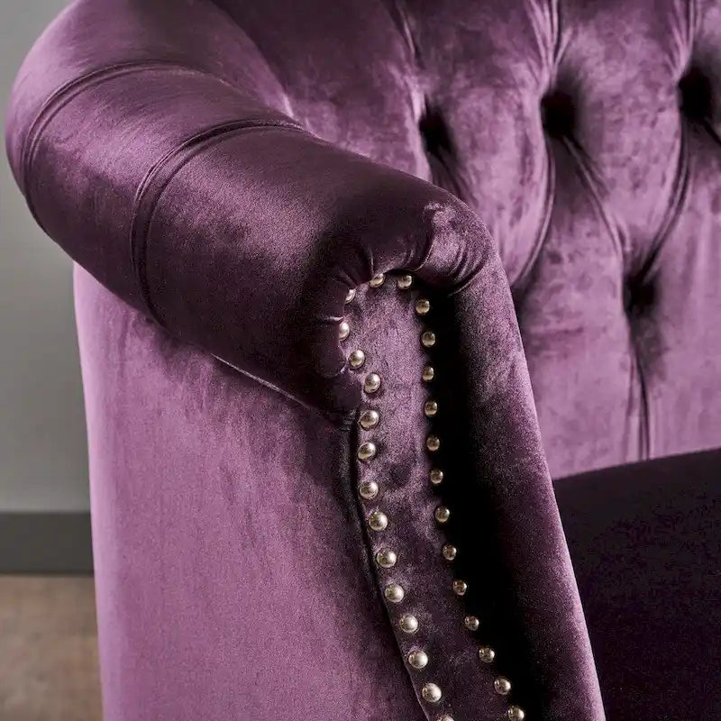 Christopher Knight Home Velvet Tufted Scroll Arm Loveseat, 30.75 x 51.5 x 30.5 Inches - Milani