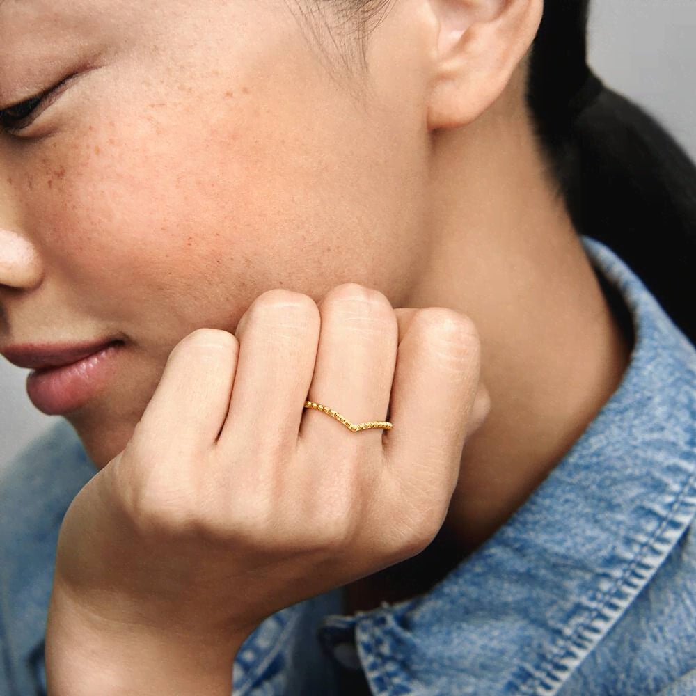 FINAL SALE - Beaded Wishbone Ring