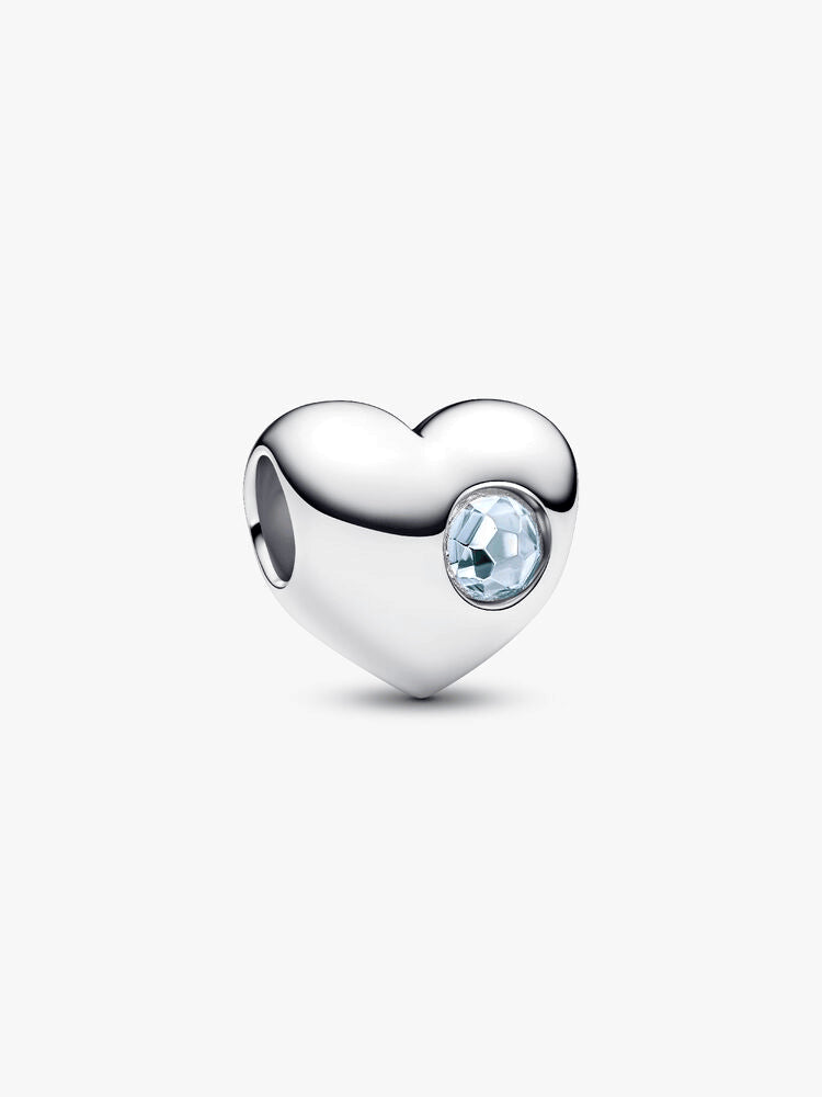 Engravable Sea Aqua Blue Stone Heart Charm