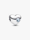 Engravable Sea Aqua Blue Stone Heart Charm