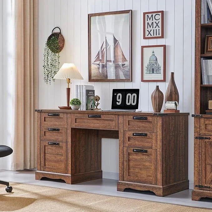 60' Farmhouse Wood Executive Computer Desk - 22'D x 60'W x 30'H