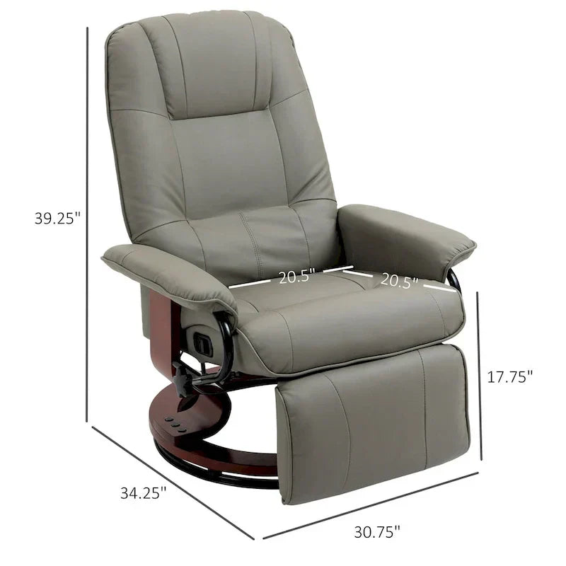 HomCom Faux Leather Manual Swivel Recliner Chair With Extendable Footrest