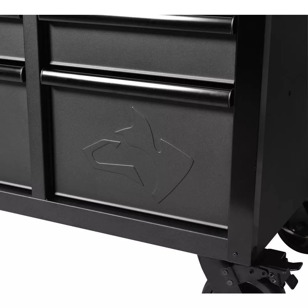 61 Inch 15-Drawer Mobile Workbench With Solid Wood Top And Power Strip