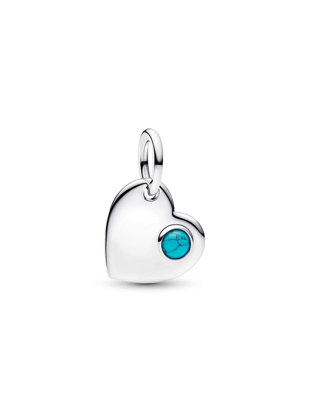 Engravable Heart Turquoise Blue Stone Dangle Charm