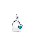 Engravable Heart Turquoise Blue Stone Dangle Charm