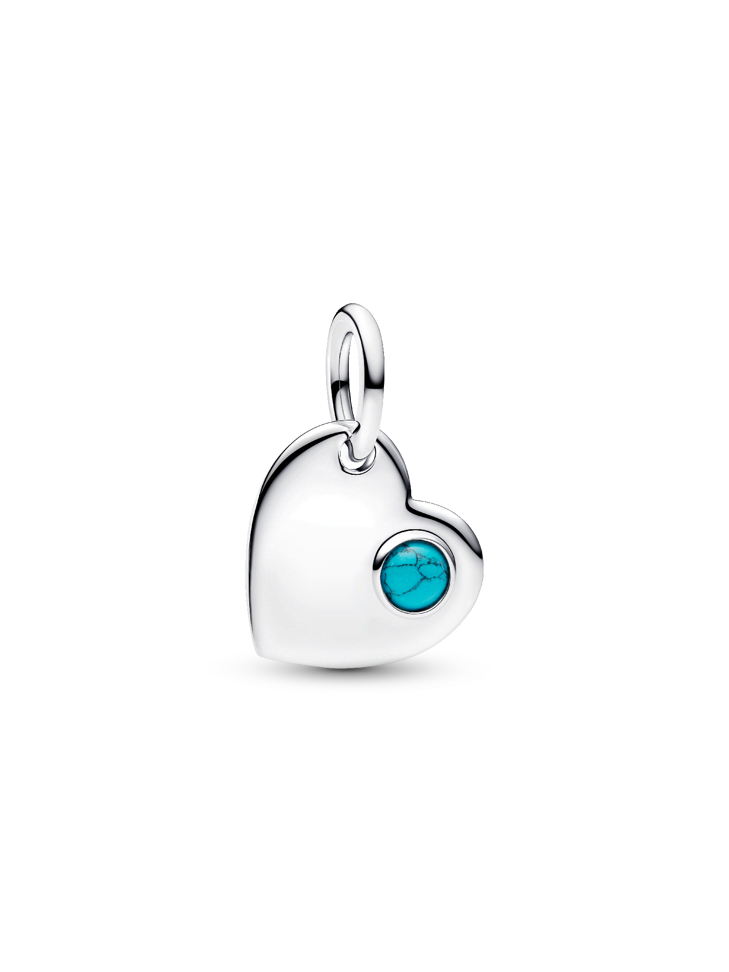 Engravable Heart Turquoise Blue Stone Dangle Charm