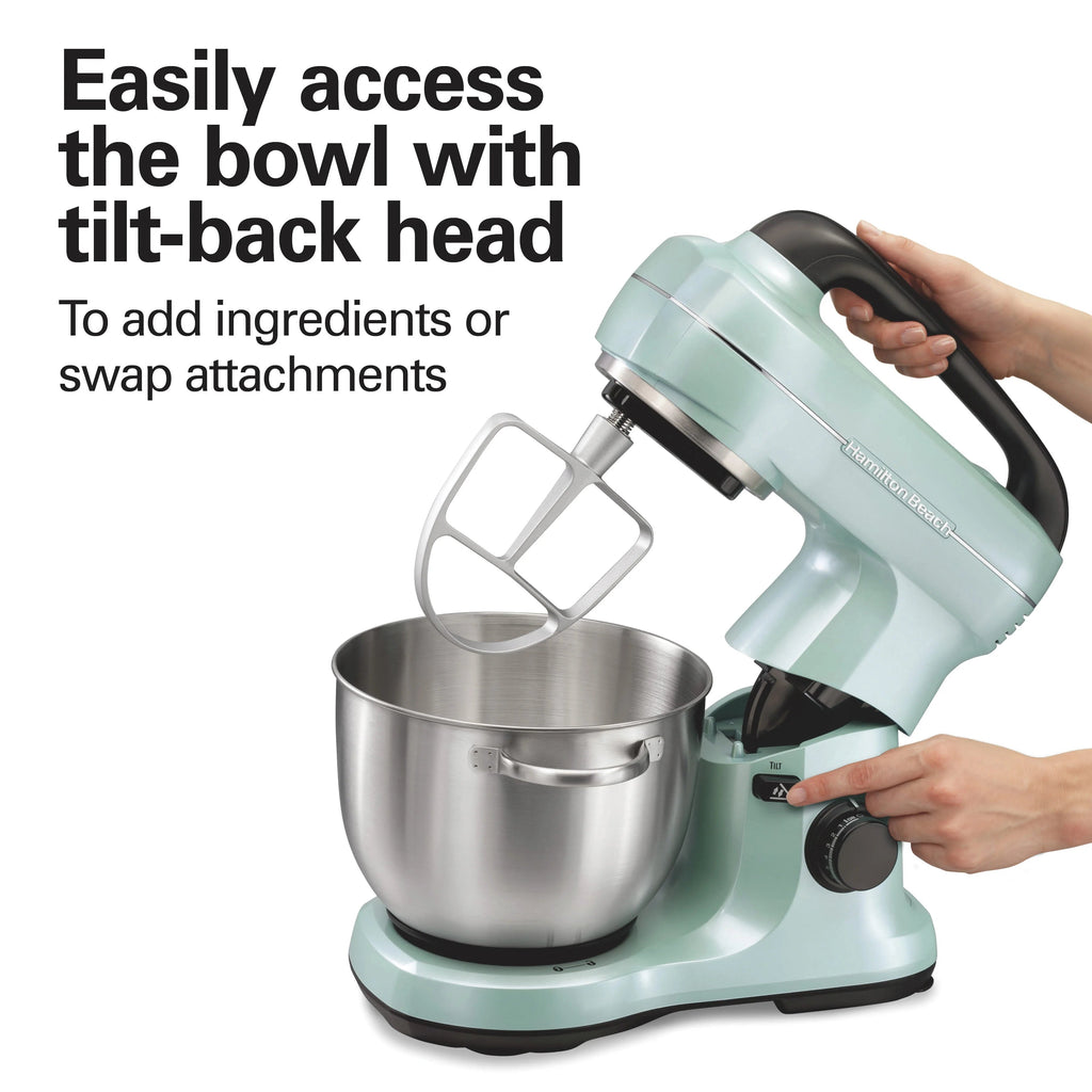 Hamilton Beach 4 Quart 7-Speed Tilt-Head Stand Mixer With Dough Hook, Whisk And Flat Beater - Black
