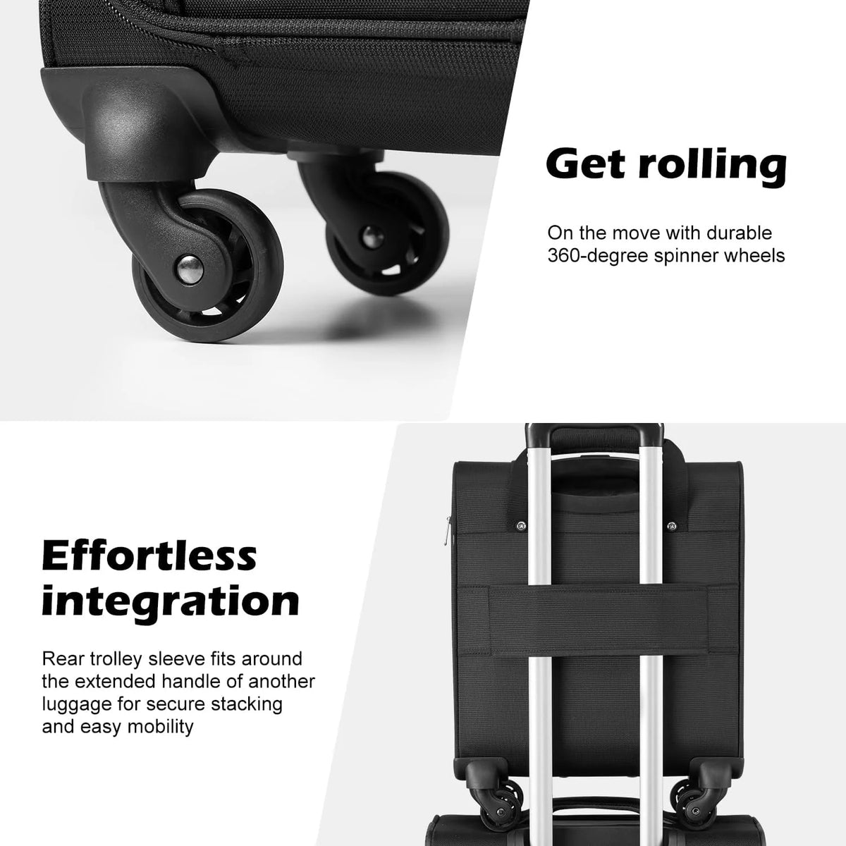 Underseat Carry-On Softside Spinner Luggage - Underseat-14-Inch-Plus