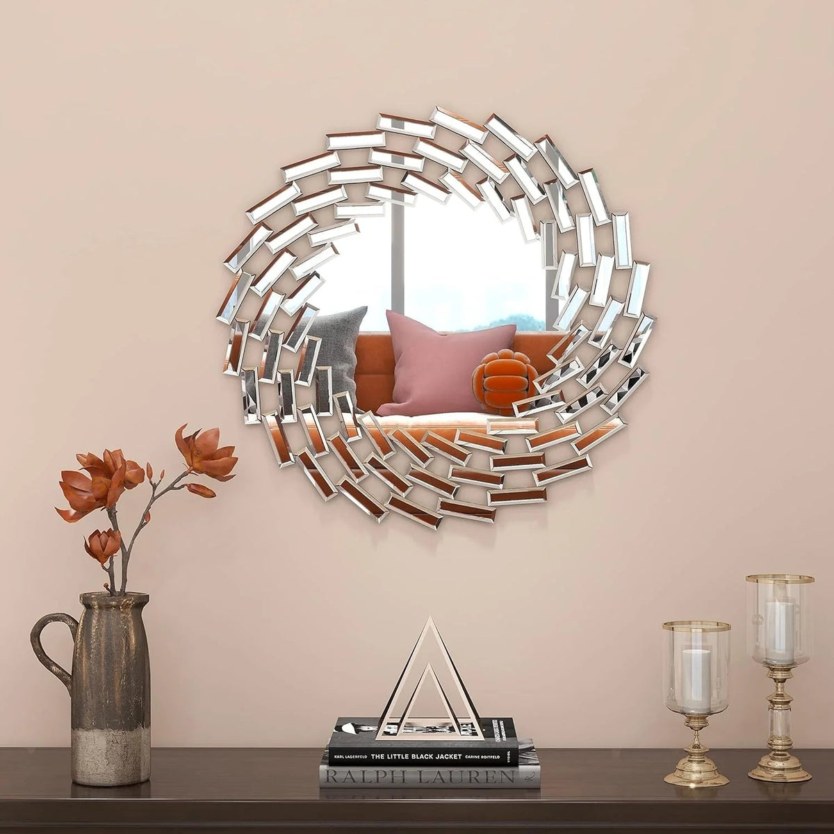 Round Spiral Sunburst Decorative Wall Mirror