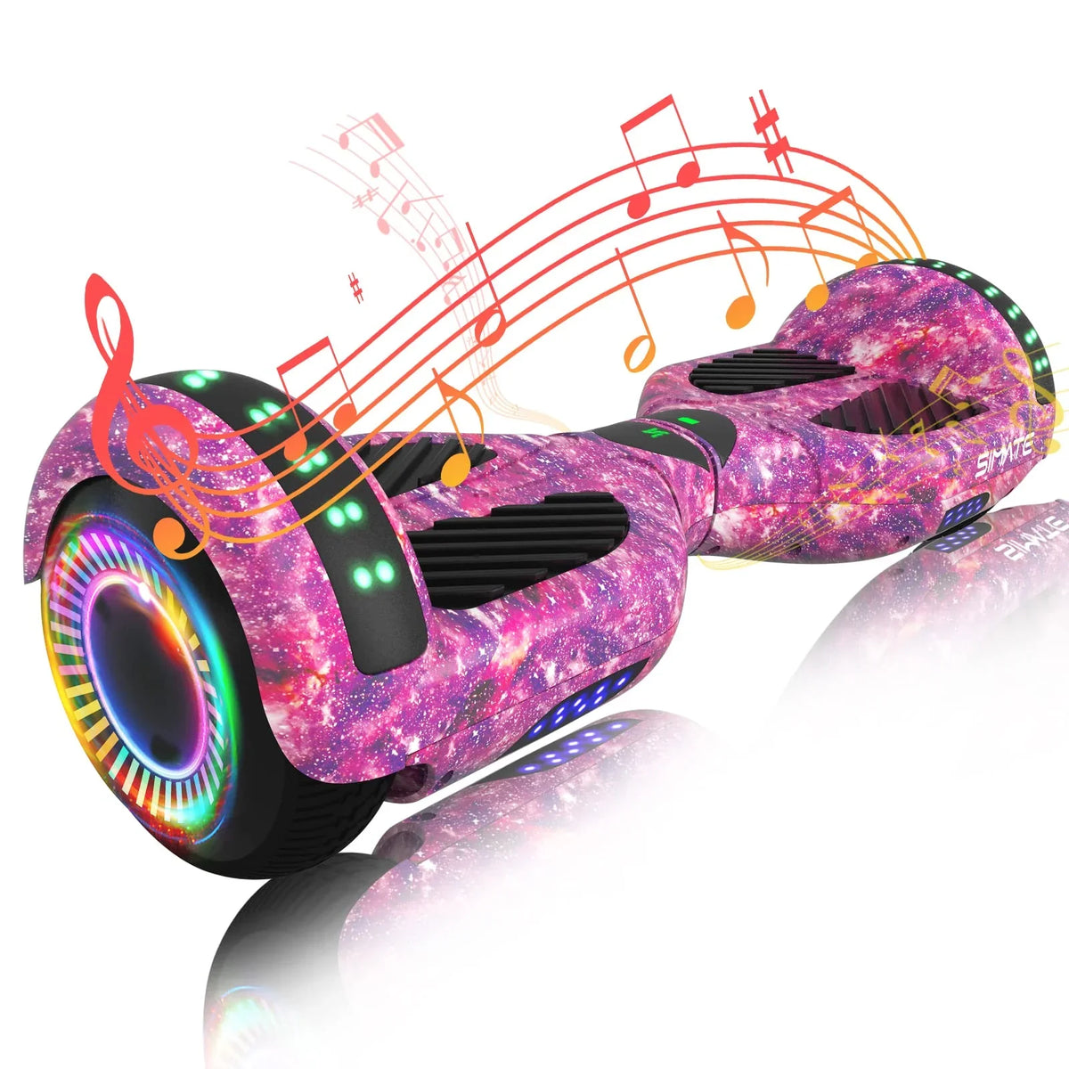 SIMATE 6.5in Self-Balancing Hoverboard With Bluetooth, LED Lights, Galaxy Purple - SIMATE Hoverboard