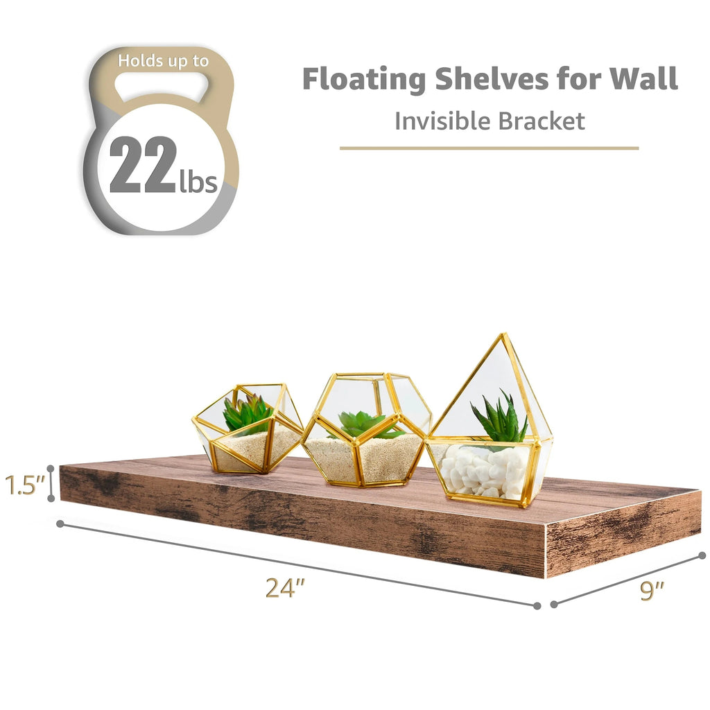 24 Inch Extra Long Floating Wall Shelf Set, 2 Count