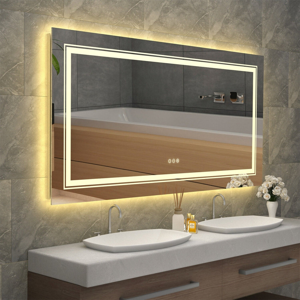 LED Lighted Bathroom Vanity Mirror, Silver, 3 Colors