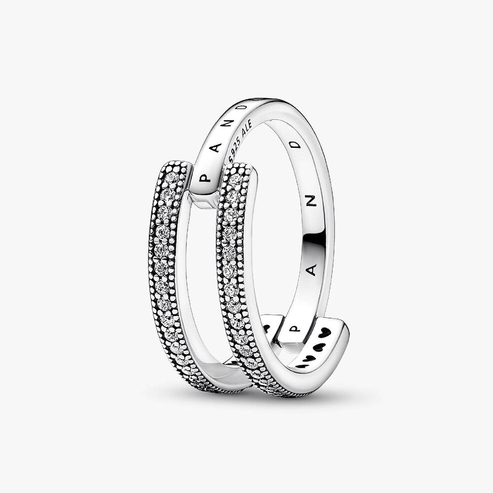 FINAL SALE - Pandora Signature Logo & Pavé Double Band Ring