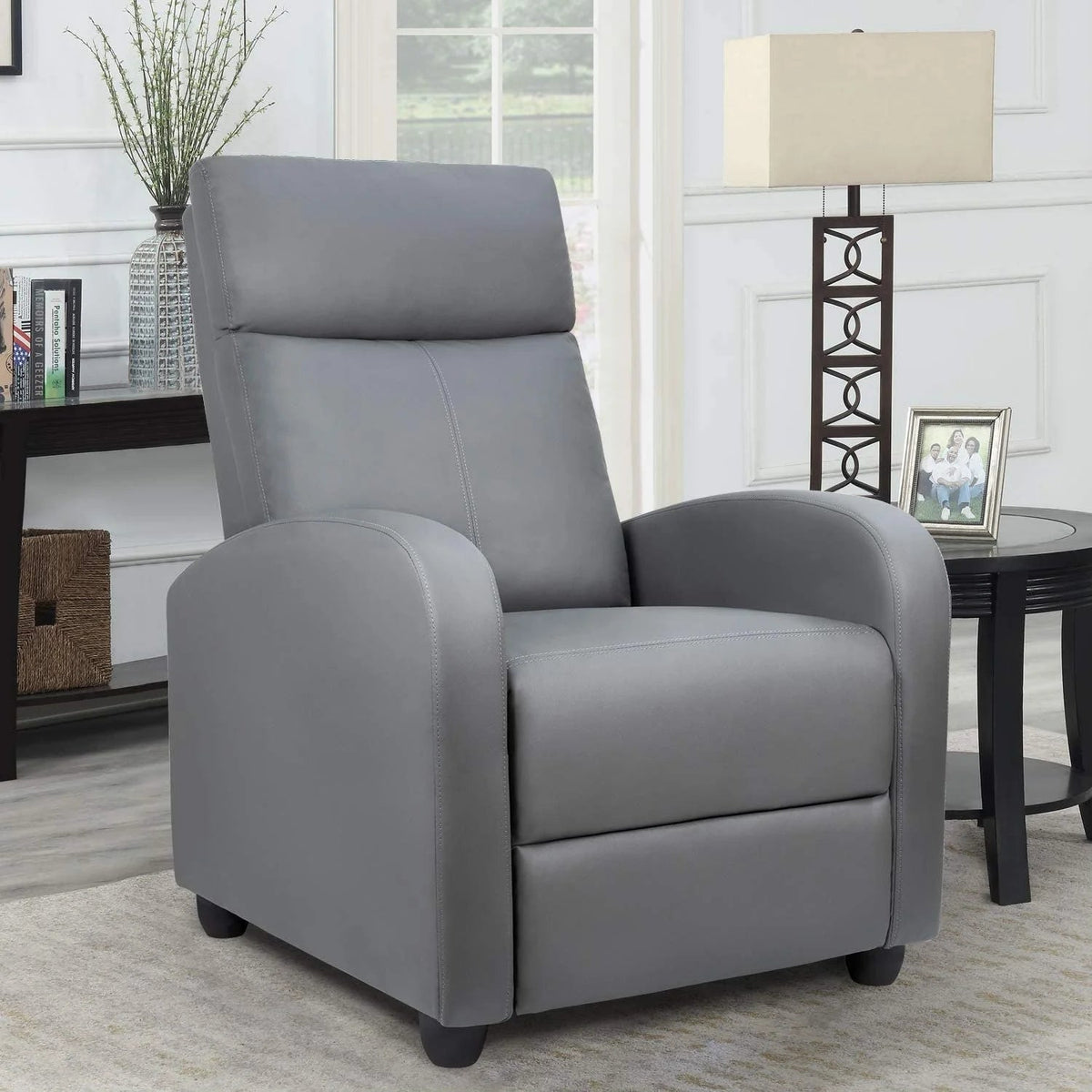PU Leather Recliner Chair, 27.6 x 35.8 x 38.6 in, 3 Reclining Positions