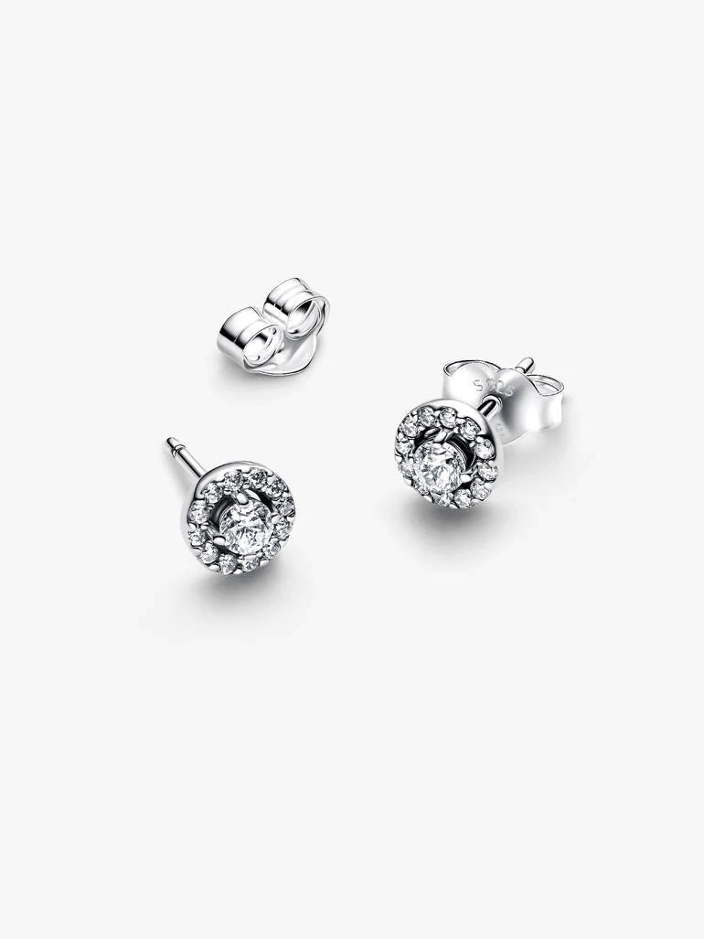 Round Pavé Halo Stud Earrings