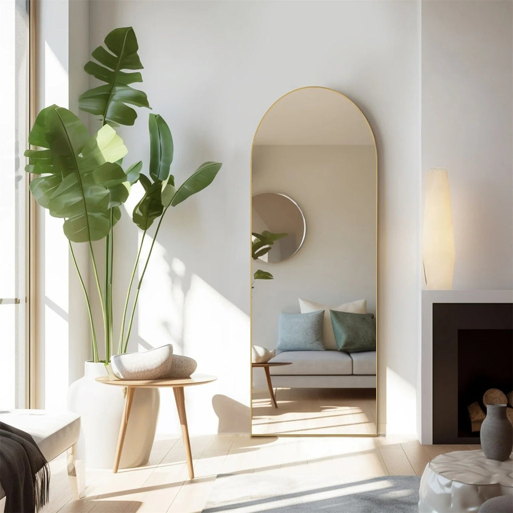 Full-Length Floor Mirror With Stand, Aluminum Alloy Frame - 71x30