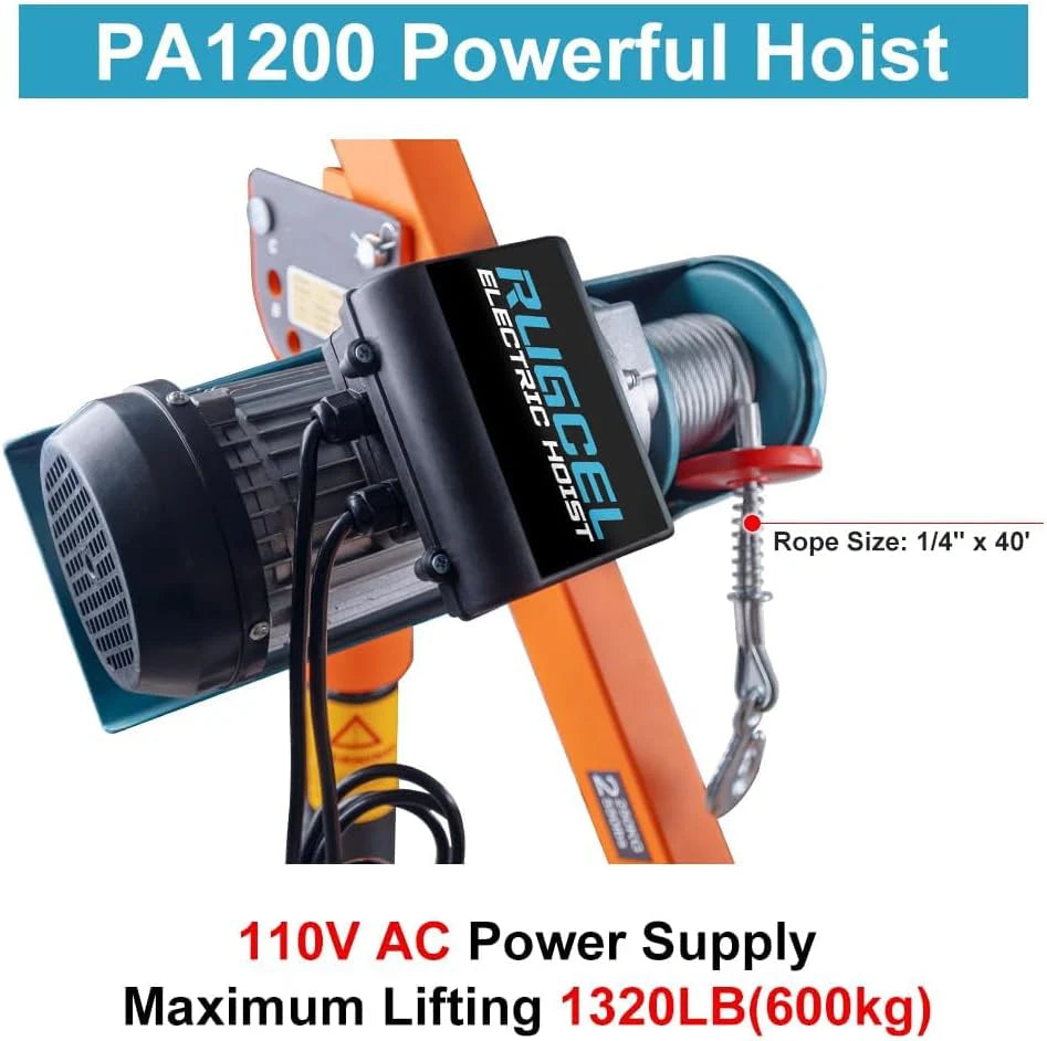 GRIPWAY Folding Truck-Mounted Crane With 110V Electric Hoist, 1100lb Capacity - 1100LB+110V Hoist