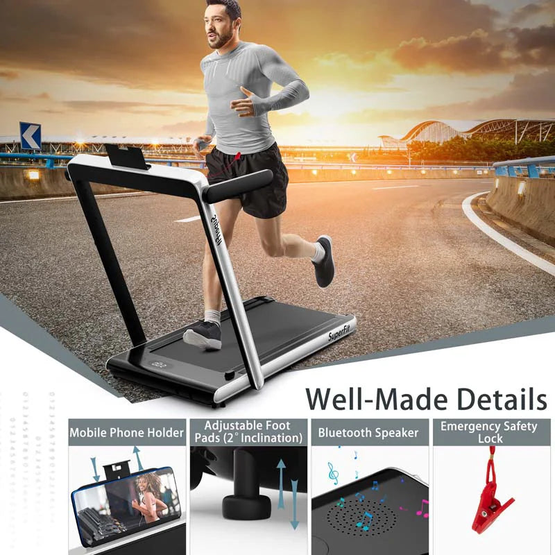 GYMAX 2-in-1 Folding Under Desk Treadmill With Speaker, App And Remote Control - 2.5HP